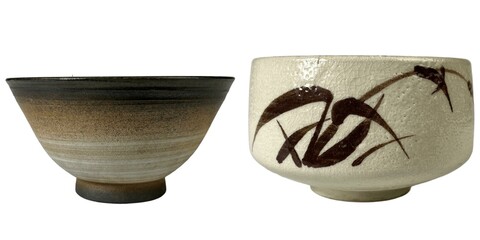 Artisan bowls display craft fair decorative ceramics indoor close-up unique designs