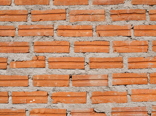 Old red brick wall texture vintage background, rustic urban exterior.