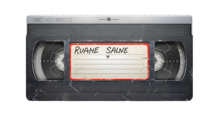 Retro VHS video tape cassette labeled for nostalgic home video or vintage media concept, transparent background