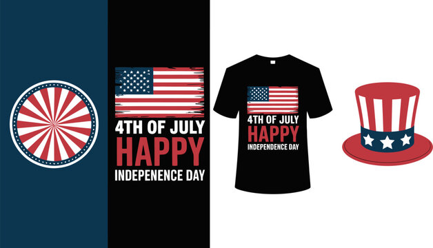 Celebrate independence day with patriotic designs july th themed vector graphics and apparel ideas editable stock vector illustration