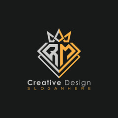 Obraz premium Luxury Letter Logo – Crown & Diamond Monogram for Creative Branding 