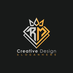 Obraz premium Luxury Letter Logo – Crown & Diamond Monogram for Creative Branding 