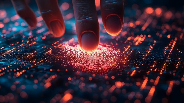 Hacker overriding a high tech fingerprint scanner