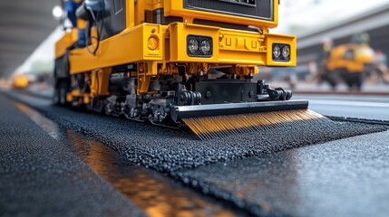 3d render Asphalt Paving: Road Construction Equipment in Action AI generative