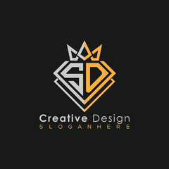 Luxury Letter Logo – Crown & Diamond Monogram for Creative Branding
