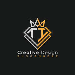 Luxury Letter Logo – Crown & Diamond Monogram for Creative Branding
