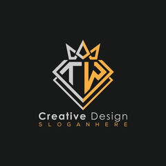 Obraz premium Luxury Letter Logo – Crown & Diamond Monogram for Creative Branding 