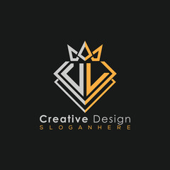Obraz premium Luxury Letter Logo – Crown & Diamond Monogram for Creative Branding 