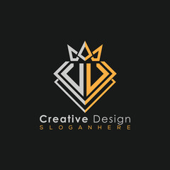 Obraz premium Luxury Letter Logo – Crown & Diamond Monogram for Creative Branding 
