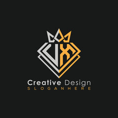 Luxury Letter Logo – Crown & Diamond Monogram for Creative Branding
