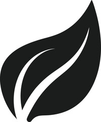 Simple eco friendly black leaf silhouette design demonstrating nature and sustainability