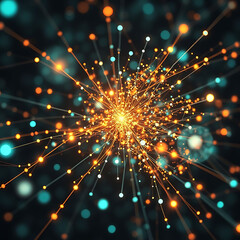 Big Data Vizualisation concept. Information represented as a High Tech Futuristic Particle Network. Abstract background. 3D render