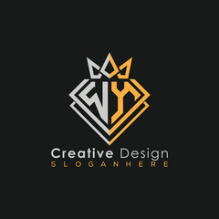 Fototapeta premium Luxury Letter Logo – Crown & Diamond Monogram for Creative Branding