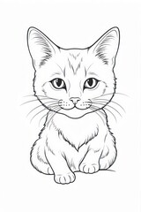 Adorable Cat Doodle Hand-Drawn Sketch, Outline, Isolated