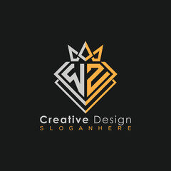 Luxury Letter Logo – Crown & Diamond Monogram for Creative Branding