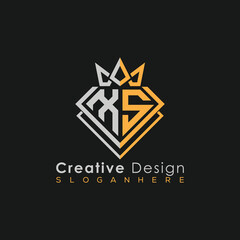 Fototapeta premium Luxury Letter Logo – Crown & Diamond Monogram for Creative Branding
