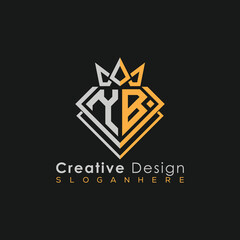 Fototapeta premium Luxury Letter Logo – Crown & Diamond Monogram for Creative Branding