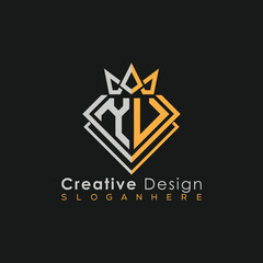 Fototapeta premium Luxury Letter Logo – Crown & Diamond Monogram for Creative Branding