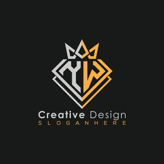Fototapeta premium Luxury Letter Logo – Crown & Diamond Monogram for Creative Branding