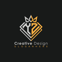 Obraz premium Luxury Letter Logo – Crown & Diamond Monogram for Creative Branding