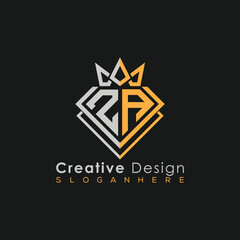 Fototapeta premium Luxury Letter Logo – Crown & Diamond Monogram for Creative Branding