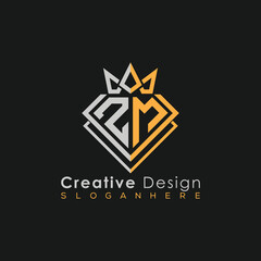 Fototapeta premium Luxury Letter Logo – Crown & Diamond Monogram for Creative Branding