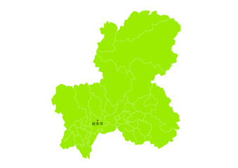 岐阜県の行政区分付き地図