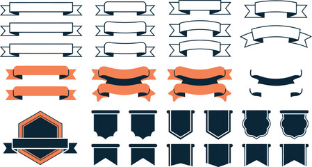 Vector ribbon banner set collection design elements for decoration and labels graphic illustration 100c editable stock vector illustration