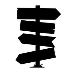 Abstract road sign post silhouette.