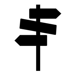 Black road sign post silhouette.