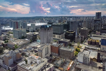 Obraz premium Vancouver, city in Canada, buildings in the center, skyscraper of the city 
