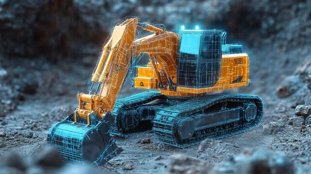 Excavator 3D Model Mining Industry Machine.