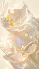Obraz premium Digital technology Rainbow-colored glass tulip illustration poster background