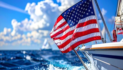American Flag on Boat

