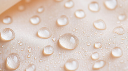 Close-up of water droplets on smooth fabric surface