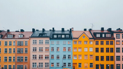 Fototapeta premium Colorful urban buildings under a cloudy sky