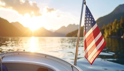 American Flag on Boat
