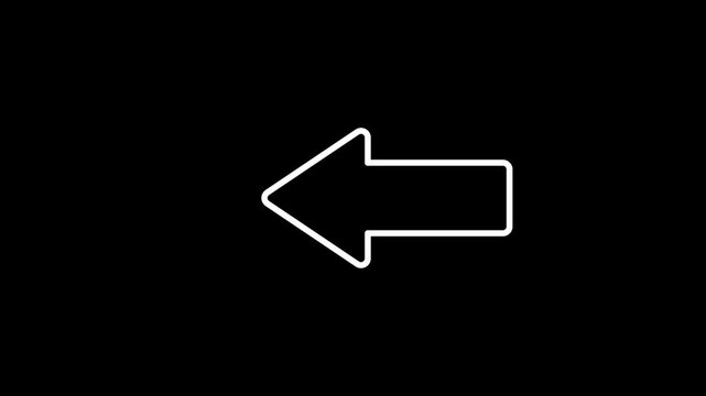 Animated squirrel arrow moving sideways on transparent background. Smooth animation of arrow move to the left side. Animated footage looping alpha channel.