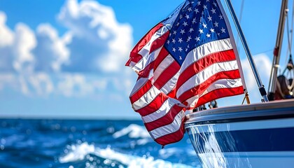 American Flag on Boat
