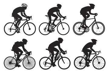 Fototapeta premium Bicycle and Cyclist Silhouettes Collection