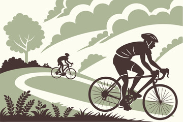 Naklejka premium Pedal Power: Silhouettes of Cyclists in Motion