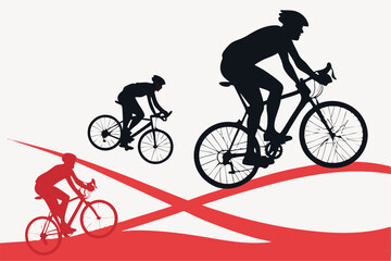 Fototapeta premium Cycling Man Silhouette Vector Set