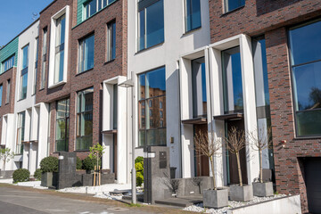 Modern serial housing seen in Berlin, Germany