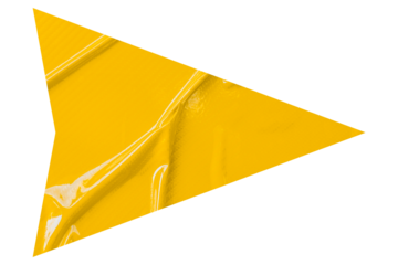 Yellow crumpled paper arrow isolated on transparent background