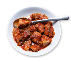 pork asoda with spoon