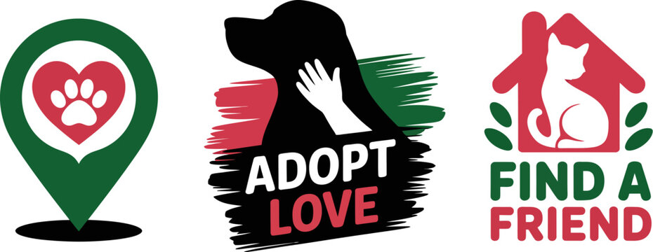 Find pets near you adopt a dog adopt a cat pet adoption animal shelter pet rescue adopt love find friend editable stock vector illustration