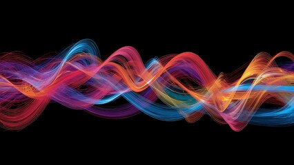 Abstract Colorful Waves of Light and Energy on Black Background