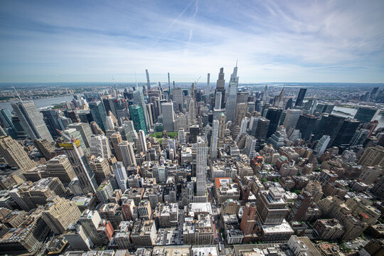 Aerial view from Empire State Building, New York and its skyscrapers