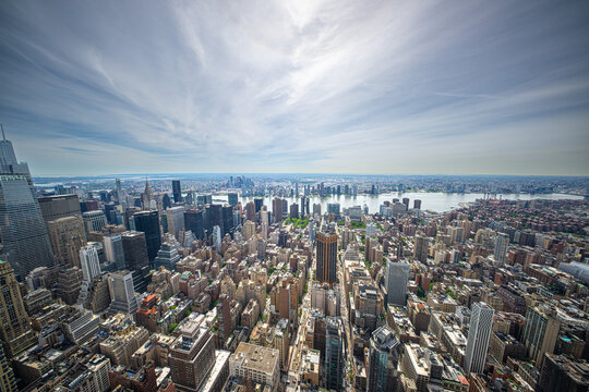 Aerial view from Empire State Building, New York and its skyscrapers