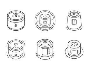 Smart Speaker icon vector graphics element silhouette sign symbol illustration on a Transparent Background